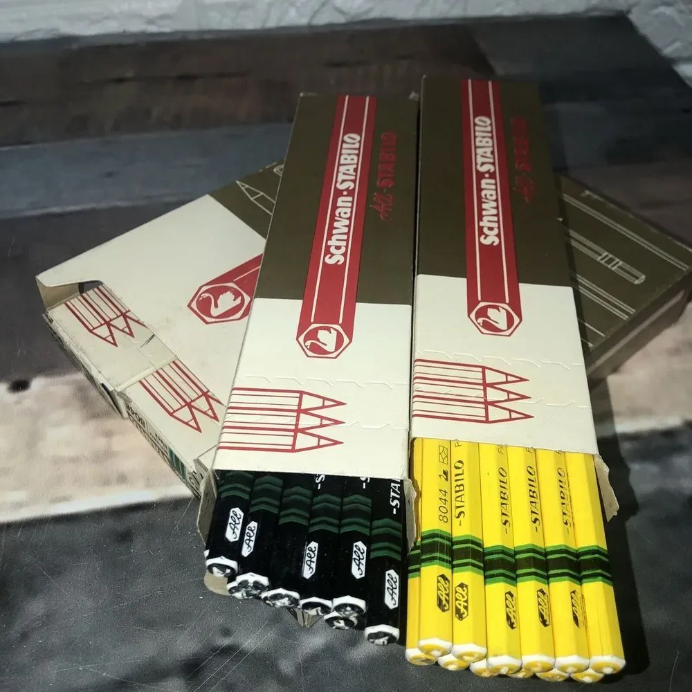 Vtg Lot of 6 Box (72) Schwan STABILO 8044 8046 New Yellow & Black‎ Pencils
